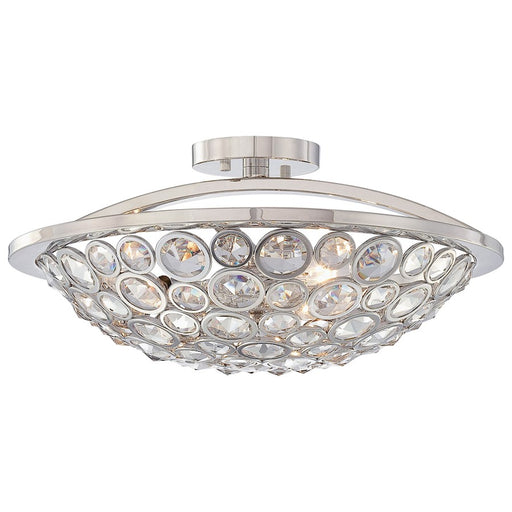 Metropolitan Lighting Magique 3-Light Semi Flush Mount | Contemporary Polished Nickel and Etched White Glass | Bedroom & Hallway | Model N6750-613