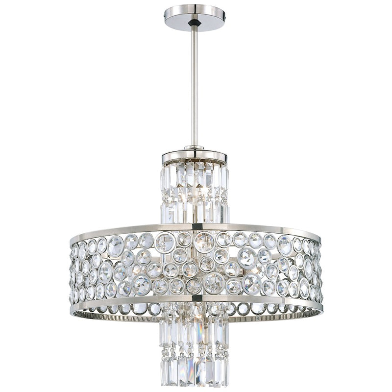 Metropolitan Lighting Magique 24in 13-Light Chandelier | Contemporary Polished Nickel and Etched White Glass | Dining Room & Living | Model N6759-613