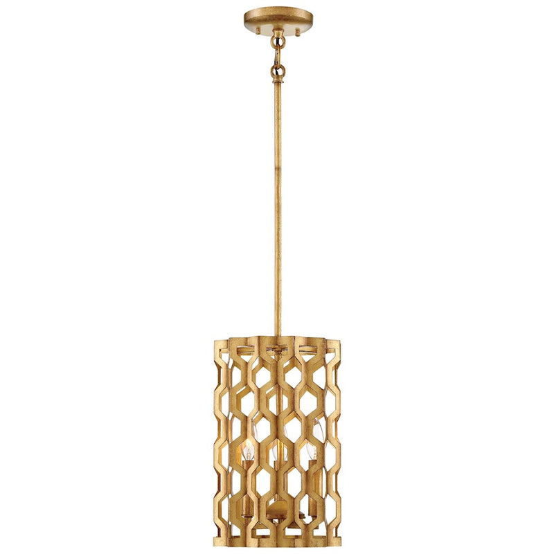 Metropolitan Lighting Coronade 9in 3-Light Mini Pendant | Transitional Pandora Gold Leaf Metal | Kitchen Island & Dining Room | Model N6770-293