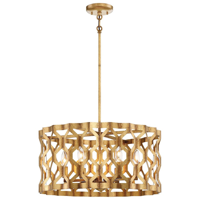 Metropolitan Lighting Coronade 22in 5-Light Pendant | Transitional Pandora Gold Leaf Metal | Kitchen Island & Dining Room | Model N6775-293