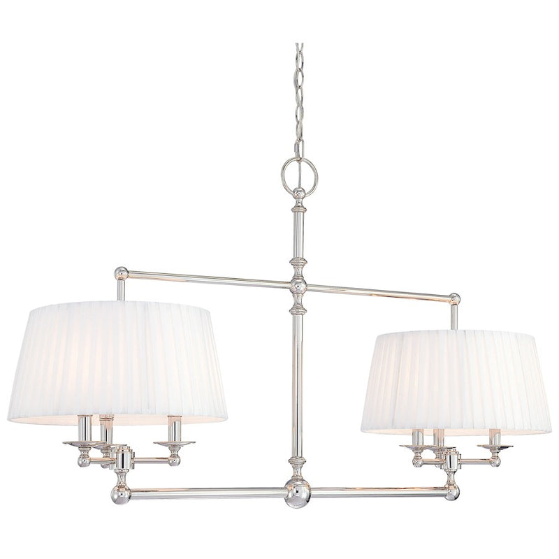 Metropolitan Lighting Continental Classics 50in 6-Light Island Pendant | Traditional Polished Nickel | Kitchen Island & Dining Room | Model N6800-613