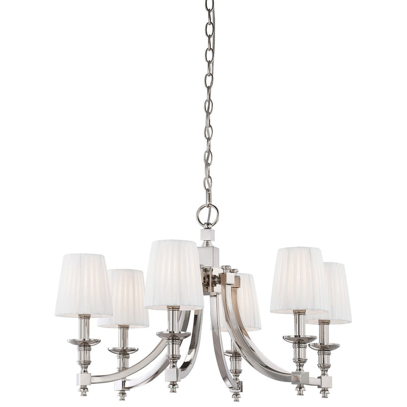 Metropolitan Lighting Continental Classics 30in 6-Light Chandelier | Traditional Polished Nickel | Dining Room & Living Room | Model N6802-613