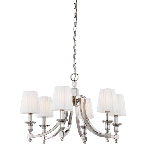 Metropolitan Lighting Continental Classics 30in 6-Light Chandelier | Traditional Polished Nickel | Dining Room & Living Room | Model N6802-613