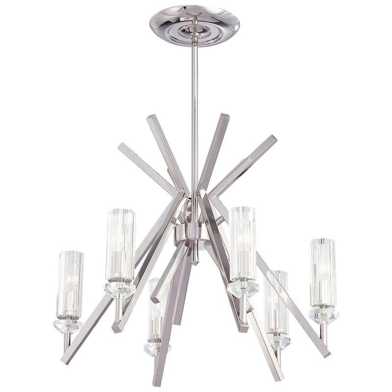Metropolitan Lighting Fusano 26in 6-Light Chandelier | Contemporary Polished Nickel and Crystal | Dining Room & Living Room | Model N6830-613