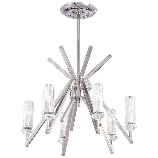 Metropolitan Lighting Fusano 26in 6-Light Chandelier | Contemporary Polished Nickel and Crystal | Dining Room & Living Room | Model N6830-613