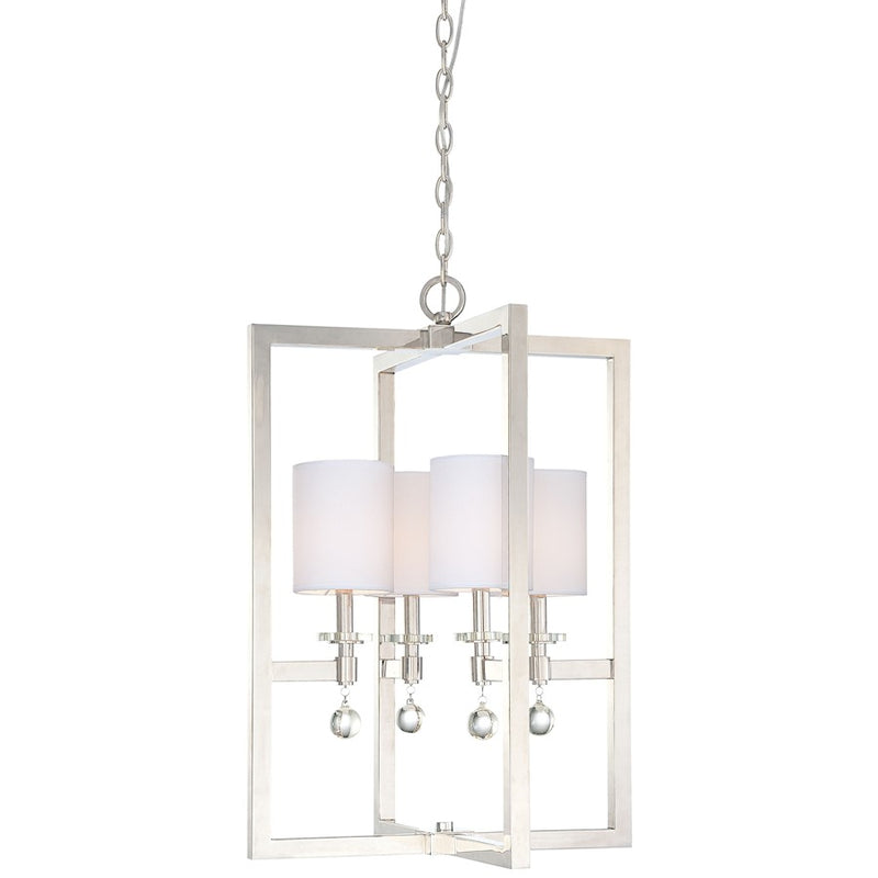 Metropolitan Lighting Chadbourne 20in 4-Light Pendant | Contemporary Polished Nickel with Eidolon Krystal | Kitchen Island & Dining | Model N6841-613