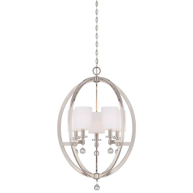 Metropolitan Lighting Chadbourne 36in 5-Light Chandelier | Contemporary Polished Nickel and Crystal | Dining Room & Living Room | Model N6842-613