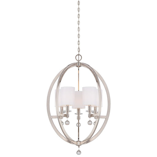 Metropolitan Lighting Chadbourne 36in 5-Light Chandelier | Contemporary Polished Nickel and Crystal | Dining Room & Living Room | Model N6842-613