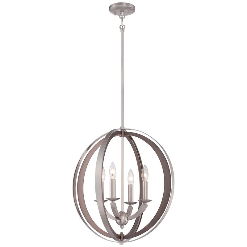 Metropolitan Lighting Ironsights 19in 4-Light Pendant | Modern Brushed Nickel | Kitchen Island & Dining Room | 19 x 19 x 20 in | Model N6855-84