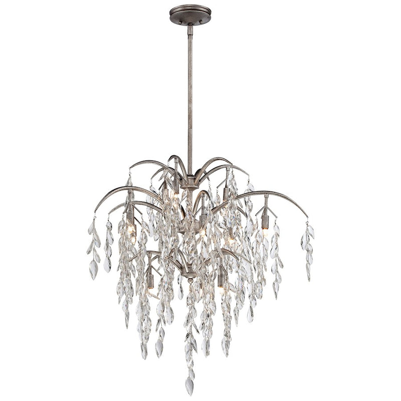 Metropolitan Lighting Bella Flora 29in 12-Light Pendant | Transitional Silver Mist and Crystal | Foyer & Dining Room | Model N6862-278