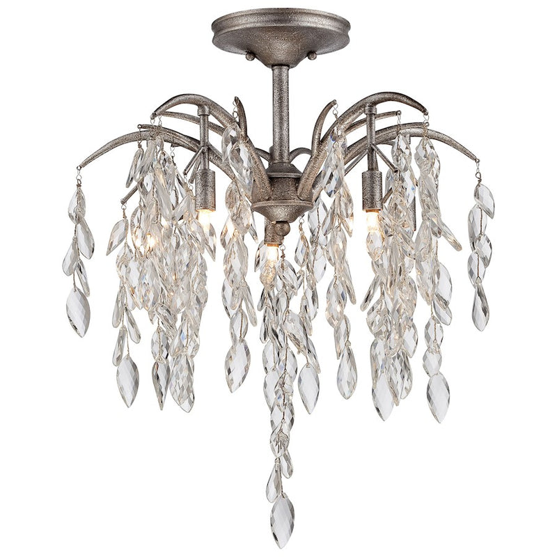 Metropolitan Lighting Bella Flora 20in 5-Light Semi Flush Mount | Transitional Silver Mist and Crystal | Hallway & Bedroom | Model N6865-278