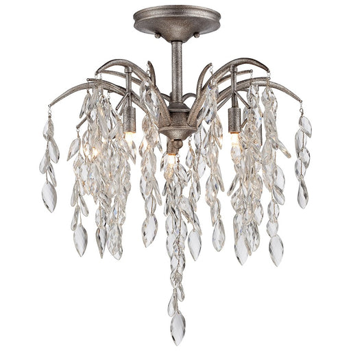 Metropolitan Lighting Bella Flora 20in 5-Light Semi Flush Mount | Transitional Silver Mist and Crystal | Hallway & Bedroom | Model N6865-278