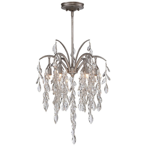 Metropolitan Lighting Bella Flora 17in 6-Light Pendant | Transitional Silver Mist and Crystal | Kitchen Island & Dining Room | Model N6866-278