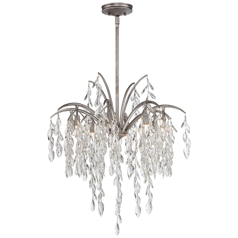 Metropolitan Lighting Bella Flora 25in 8-Light Pendant | Transitional Silver Mist Crystal and Branch Arms | Kitchen Island & Dining | Model N6868-278