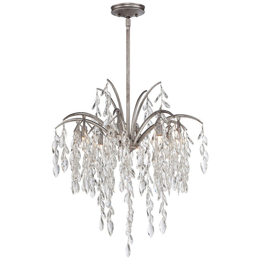 Metropolitan Lighting Bella Flora 25in 8-Light Pendant | Transitional Silver Mist Crystal and Branch Arms | Kitchen Island & Dining | Model N6868-278