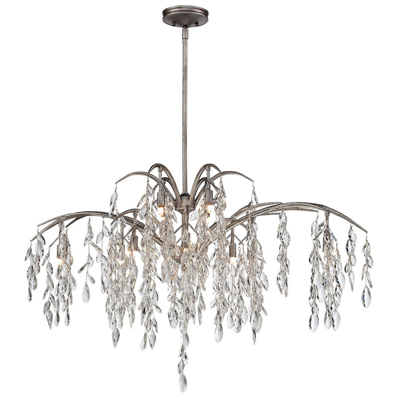 Metropolitan Lighting Bella Flora 46in 12-Light Island Light | Transitional Silver Mist and Crystal | Kitchen Island & Dining Room | Model N6869-278