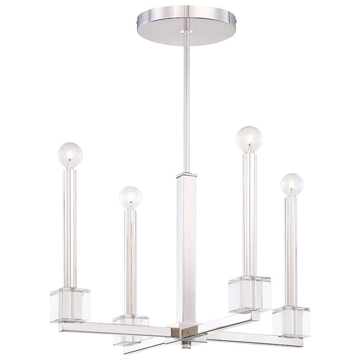 Metropolitan Lighting Chadbourne 25in 4-Light Chandelier | Contemporary Polished Nickel and Eidolon Krystal | Dining Room & Living | Model N6870-613