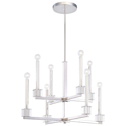 Metropolitan Lighting Chadbourne 29in 8-Light Chandelier | Contemporary Polished Nickel and Eidolon Krystal | Dining Room & Living | Model N6871-613