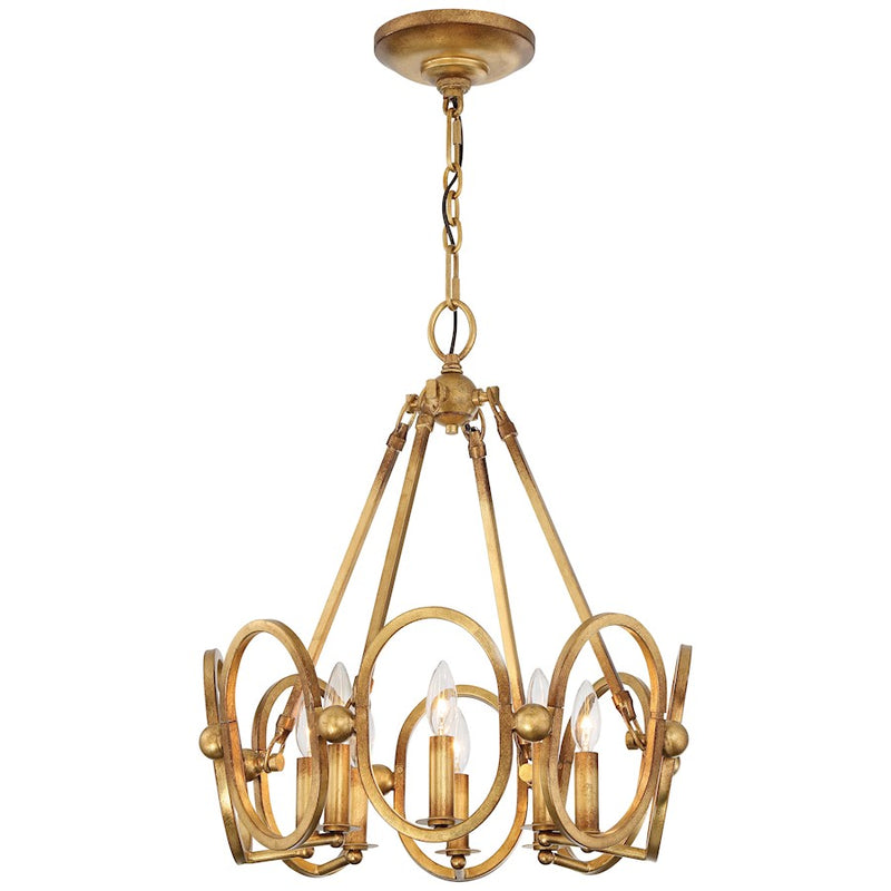 Metropolitan Lighting Clairpointe 21in 8-Light Pendant | Transitional Pandora Gold Leaf | Dining Room & Kitchen Island | 21 x 24 in | Model N6886-293
