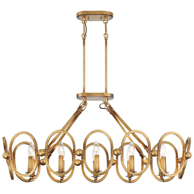 Metropolitan Lighting Clairpointe 38in 10-Light Island | Transitional Pandora Gold Leaf Glass-Free | Kitchen Island & Dining Room | Model N6887-293