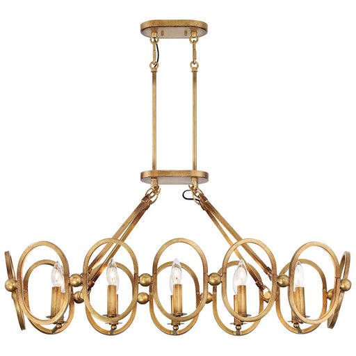 Metropolitan Lighting Clairpointe 38in 10-Light Island | Transitional Pandora Gold Leaf Glass-Free | Kitchen Island & Dining Room | Model N6887-293