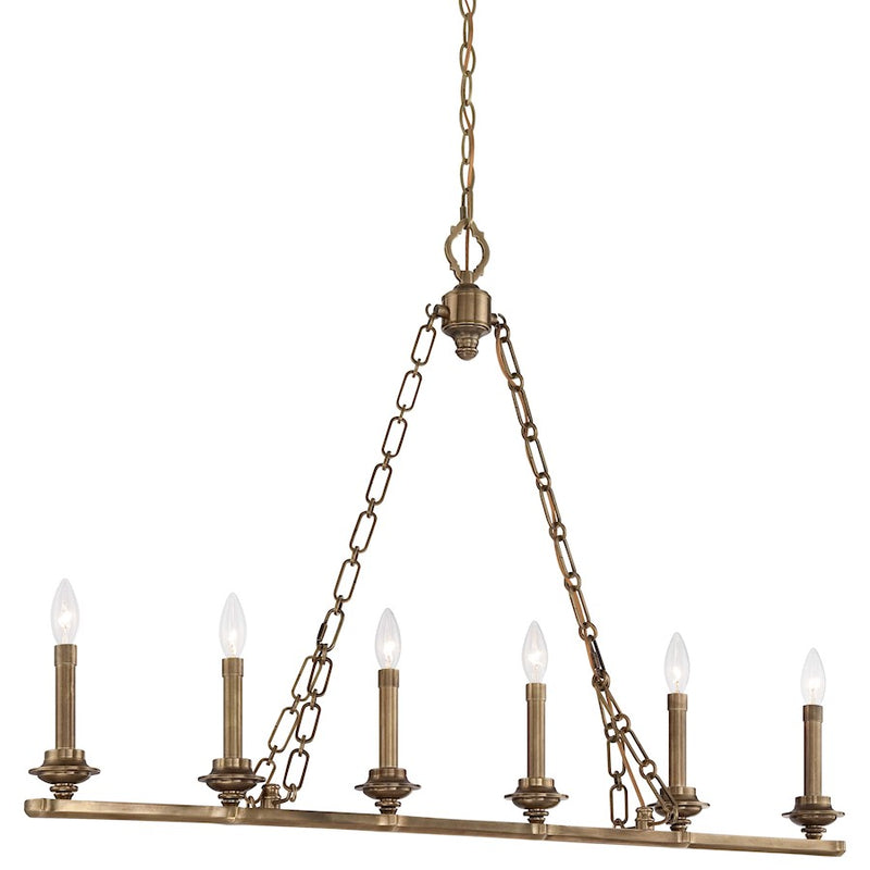 Metropolitan Lighting Leicester 41in 6-Light Island Light | Traditional Aged Brass | Kitchen Island & Dining Room | 41 x 8 x 29 in | Model N6946-575
