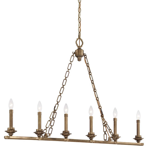Metropolitan Lighting Leicester 41in 6-Light Island Light | Traditional Aged Brass | Kitchen Island & Dining Room | 41 x 8 x 29 in | Model N6946-575