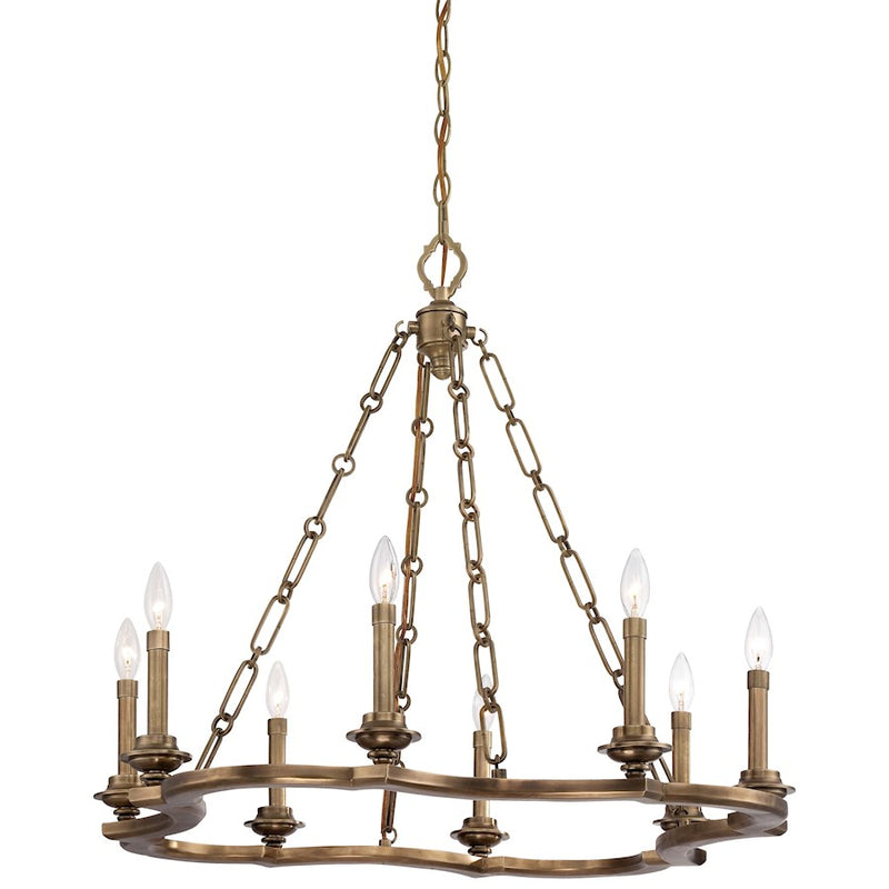 Metropolitan Lighting Leicester 32in 8-Light Chandelier | Traditional Aged Brass | Dining Room & Entryway | 32 x 29 in | Model N6948-575