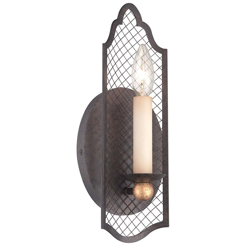 Metropolitan Lighting Cortona 5in 1-Light Wall Sconce | Traditional French Bronze with Gold Highlights and Crystal | Hallway & | Model N7101-258B