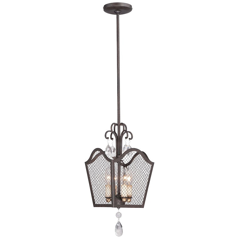 Metropolitan Lighting Cortona 4-Light Convertible Pendant | Traditional French Bronze and Gold Leaf with Crystals | Foyer & Dining | Model N7104-258B