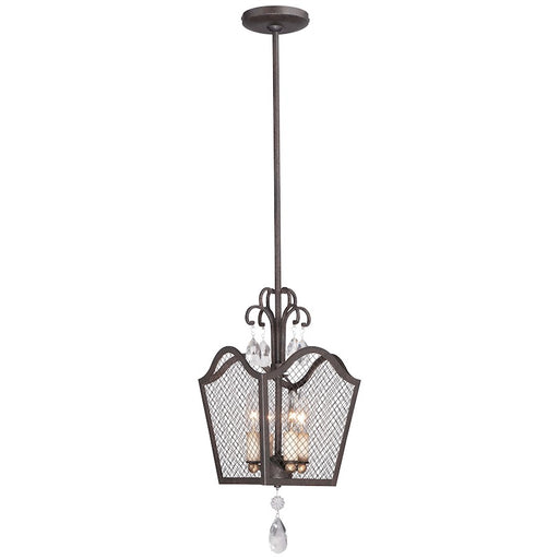 Metropolitan Lighting Cortona 4-Light Convertible Pendant | Traditional French Bronze and Gold Leaf with Crystals | Foyer & Dining | Model N7104-258B