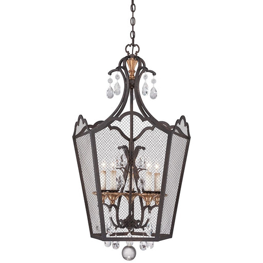 Metropolitan Lighting Cortona 24in 5-Light Foyer Pendant | Traditional French Bronze and Gold Leaf with Crystals | Foyer & Dining | Model N7105-258B