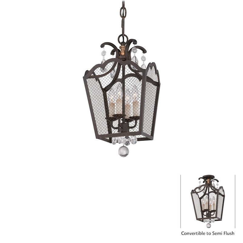 Minka Metropolitan Cortona 4-Light Pendant | French Bronze with Gold Highlights | Kitchen Island & Dining Room | 12 x 12 x 22.25 in | Model N7106-258B