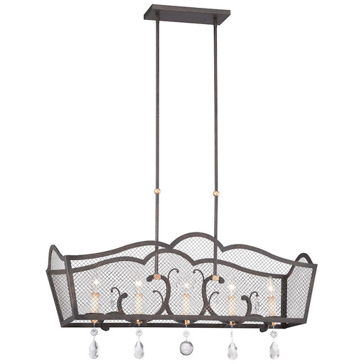 Metropolitan Lighting Cortona 5-Light Island Light | Traditional French Bronze with Gold Leaf and Crystal | Kitchen Island & | Model N7107-258B