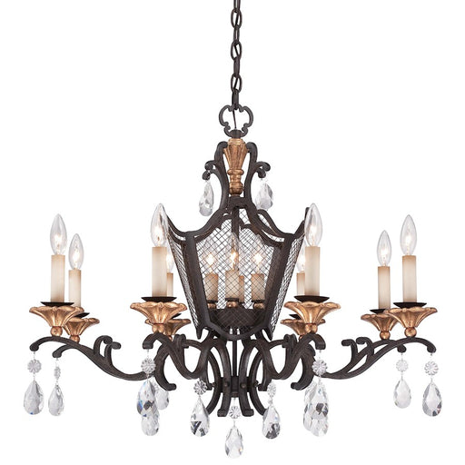 Metropolitan Lighting Cortona 32in 12-Light Chandelier | Traditional French Bronze and Gold Crystal | Dining Room & Foyer | Model N7112-258B