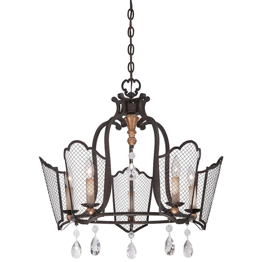 Metropolitan Lighting Cortona 25in 5-Light Chandelier | Traditional French Bronze and Gold Crystal | Dining Room & Kitchen Island | Model N7115-258B