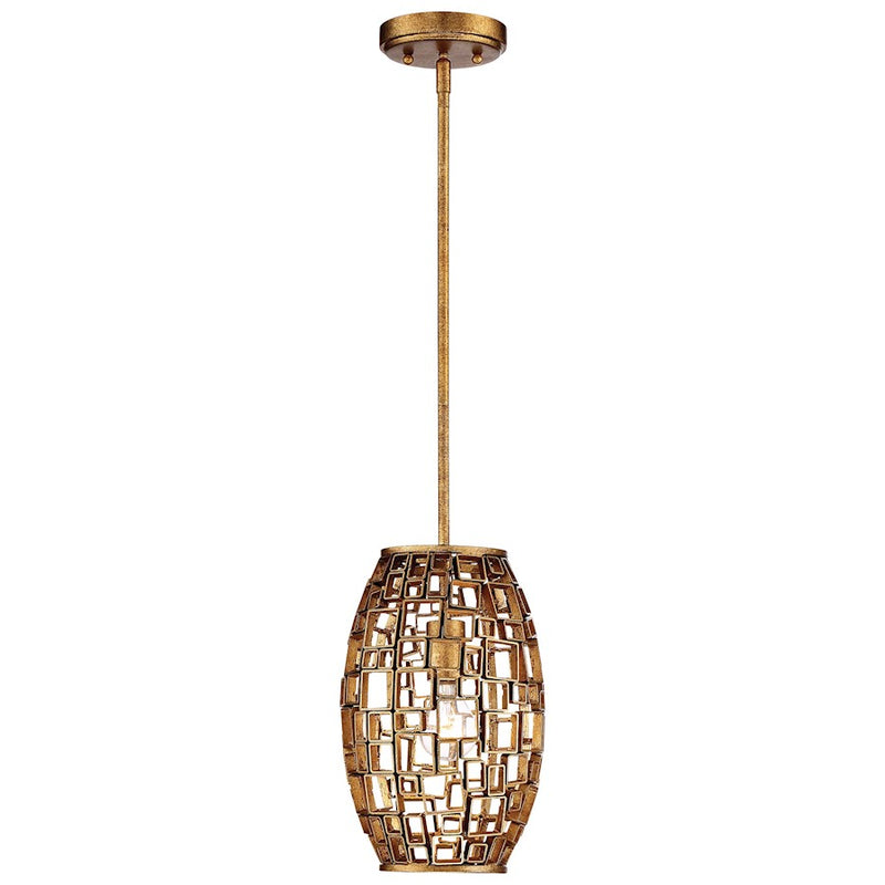 Metropolitan Lighting Abbondanza 8in Mini Pendant | Contemporary Halcyon Gold | Kitchen Island & Dining Room | 8 x 8 x 12.5 in | Model N7131-597