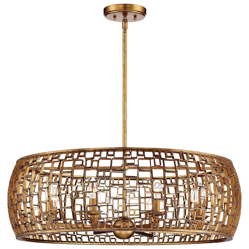 Metropolitan Lighting Abbondanza 32in 8-Light Chandelier | Contemporary Halcyon Gold | Dining Room & Living Room | 32 x 10 in | Model N7137-597