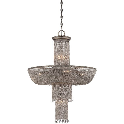 Metropolitan Lighting Shimmering Falls 24in 12-Light Pendant | Traditional Antique Silver with Crystal Charms | Dining Room & Foyer | Model N7208-578