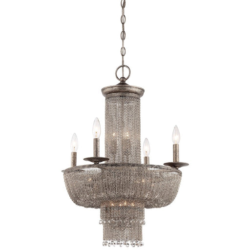 Metropolitan Lighting Shimmering Falls 21in 15-Light Chandelier | Traditional Antique Silver with Crystal Charms | Dining Room & | Model N7215-578