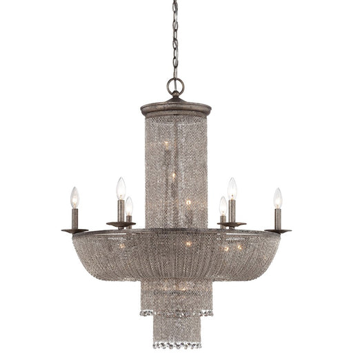 Metropolitan Lighting Shimmering Falls 32in 18-Light Chandelier | Traditional Antique Silver with Crystal Charms | Dining Room & | Model N7216-578