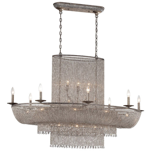 Metropolitan Lighting Shimmering Falls 52in 25-Light Island Chandelier | Traditional Antique Silver and Crystal | Kitchen Island & | Model N7222-578