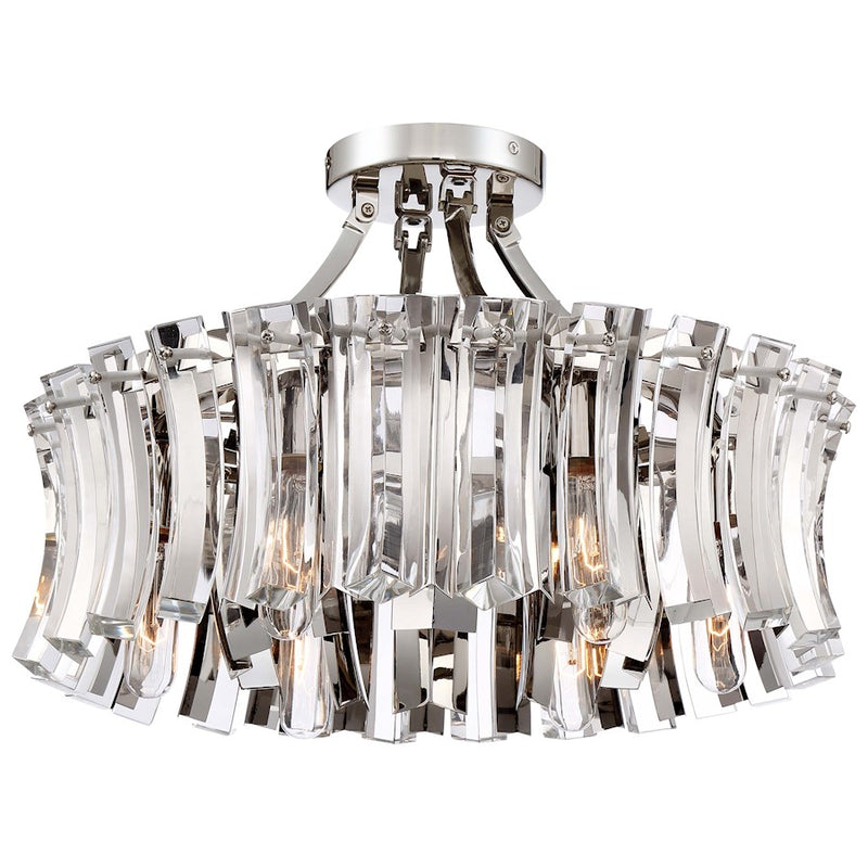 Metropolitan Lighting Elegance Royale 22in 6-Light Semi-Flush Mount | Transitional Polished Nickel | Entryway & Hallway & Bathroom | Model N7255-613