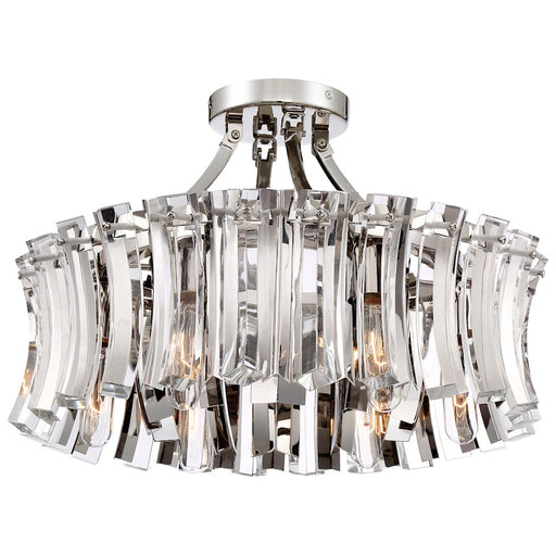 Metropolitan Lighting Elegance Royale 22in 6-Light Semi-Flush Mount | Transitional Polished Nickel | Entryway & Hallway & Bathroom | Model N7255-613