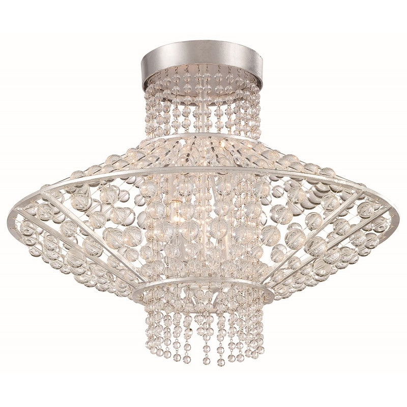 Metropolitan Lighting Saybrook 18in 4-Light Semi Flush Mount | Traditional Catalina Silver and Glass Beads | Hallway & Entryway | Model N7304-598