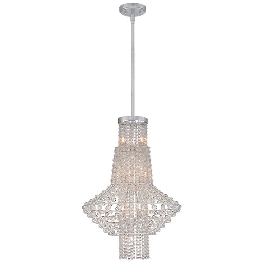 Metropolitan Lighting Saybrook 18in 7-Light Pendant | Traditional Catalina Silver Glass Beads | Dining Room & Kitchen Island | Model N7307-598