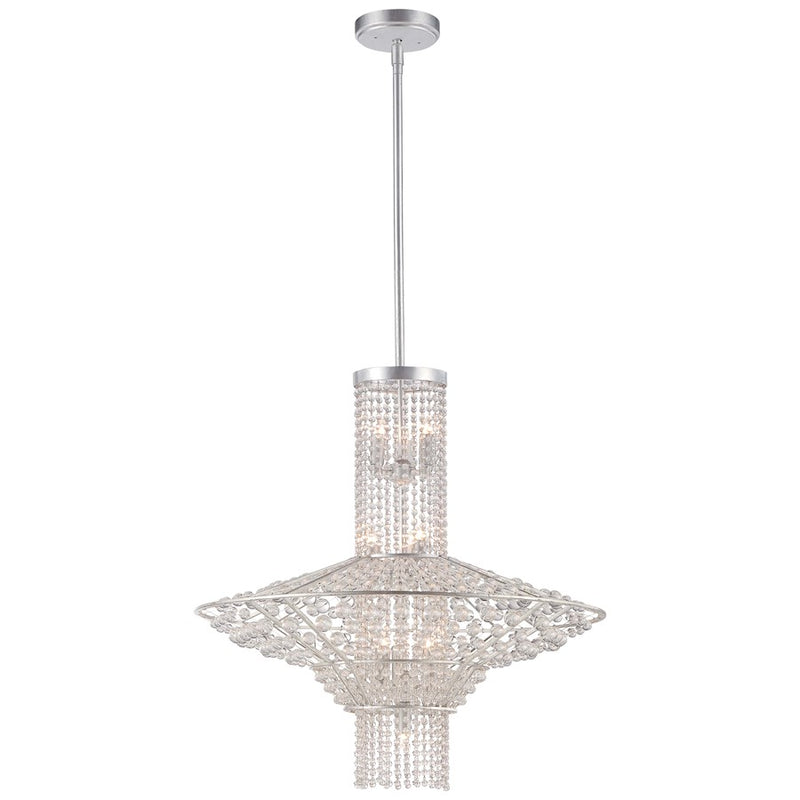 Metropolitan Lighting Saybrook 24in 10-Light Pendant | Traditional Catalina Silver and Glass Beads | Dining Room & Kitchen Island | Model N7310-598