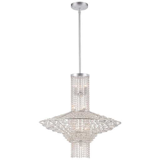 Metropolitan Lighting Saybrook 24in 10-Light Pendant | Traditional Catalina Silver and Glass Beads | Dining Room & Kitchen Island | Model N7310-598
