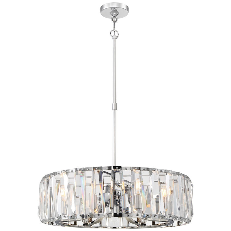 Metropolitan Lighting Coronette 26in 8-Light Chandelier | Contemporary Chrome and Beveled Crystal | Entryway & Dining Room | Model N7509-77
