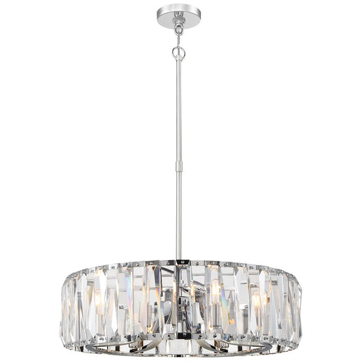 Metropolitan Lighting Coronette 26in 8-Light Chandelier | Contemporary Chrome and Beveled Crystal | Entryway & Dining Room | Model N7509-77